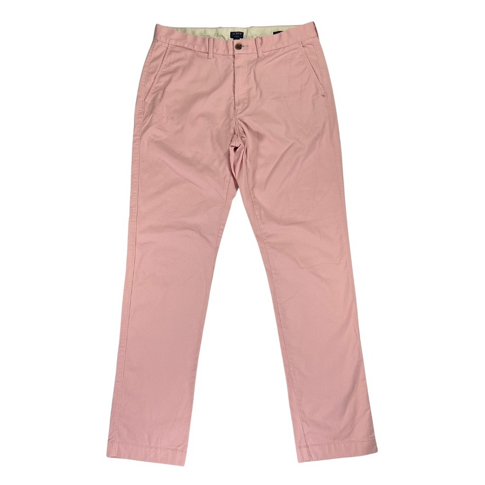 J Crew Flex Straight Chino Pants Mens 32x34 Pink Stretch Cotton Flat Front W33